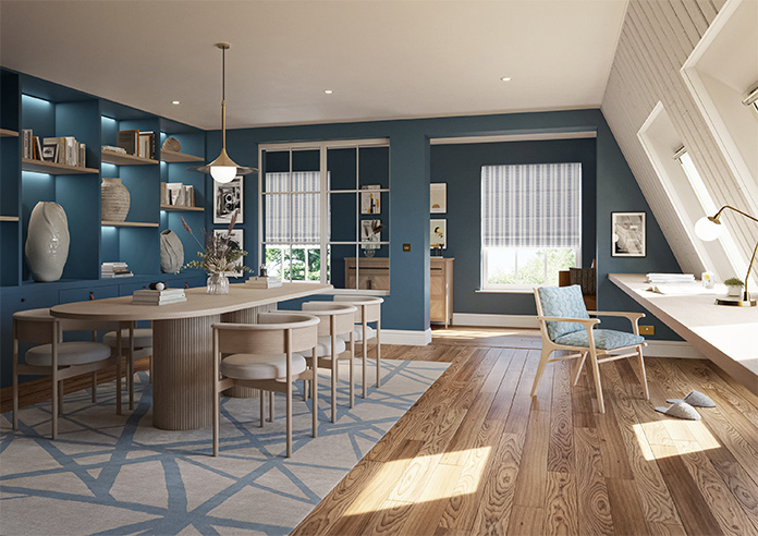 Laurel Stripe, Navy - Twist&Fit Roman Blind - Image 6